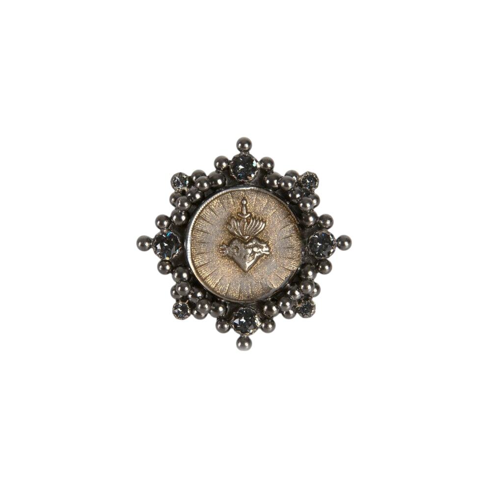 VIRGINS SAINTS & ANGELS VSA Cloister Sacred Heart Ring Gunmetal Size 6.5